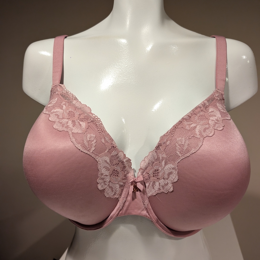 Elegant Lace Trim Pink Bra